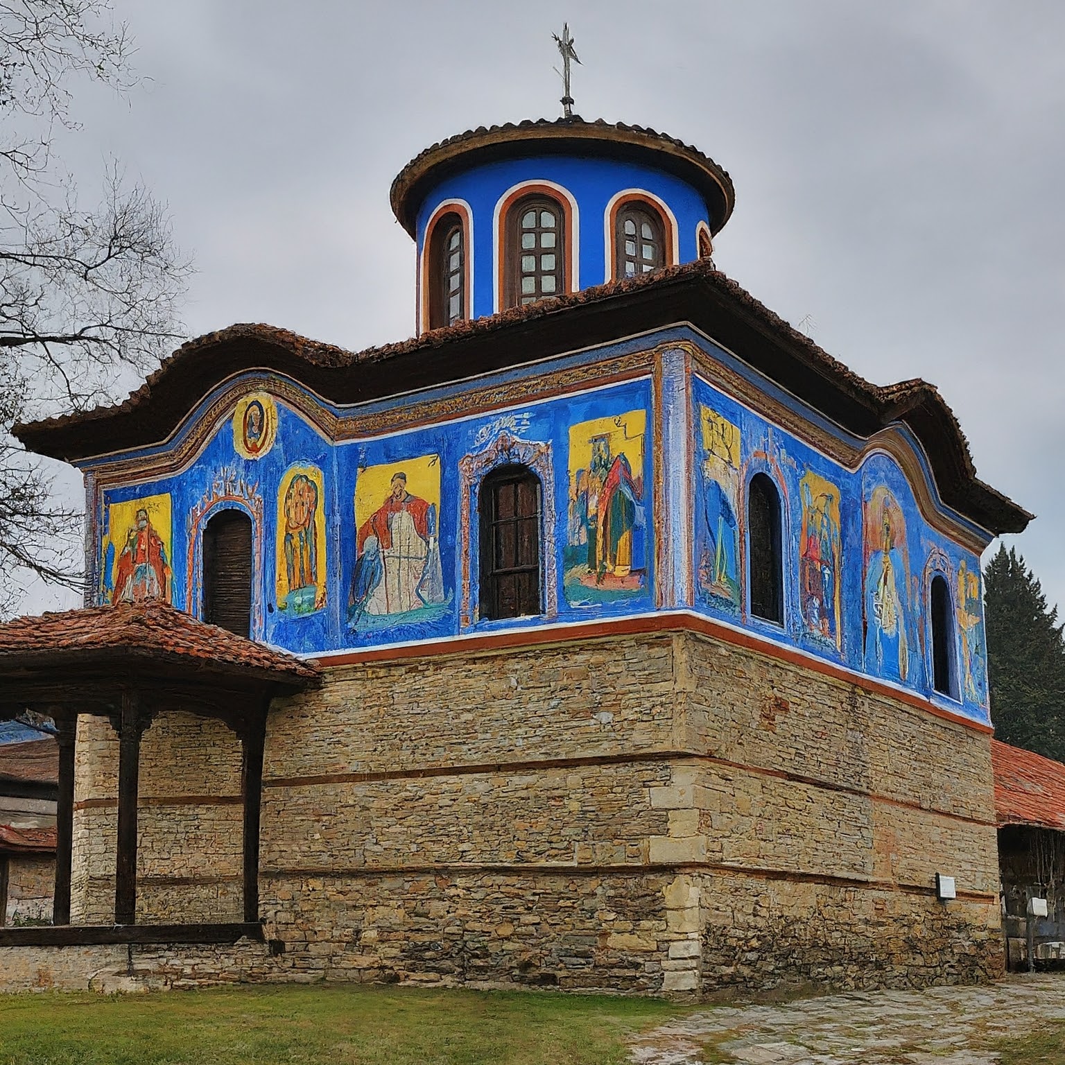 The Church of the Assumption of the Virgin Mary in Koprivshtitsa, Bulgaria, with its five domes.