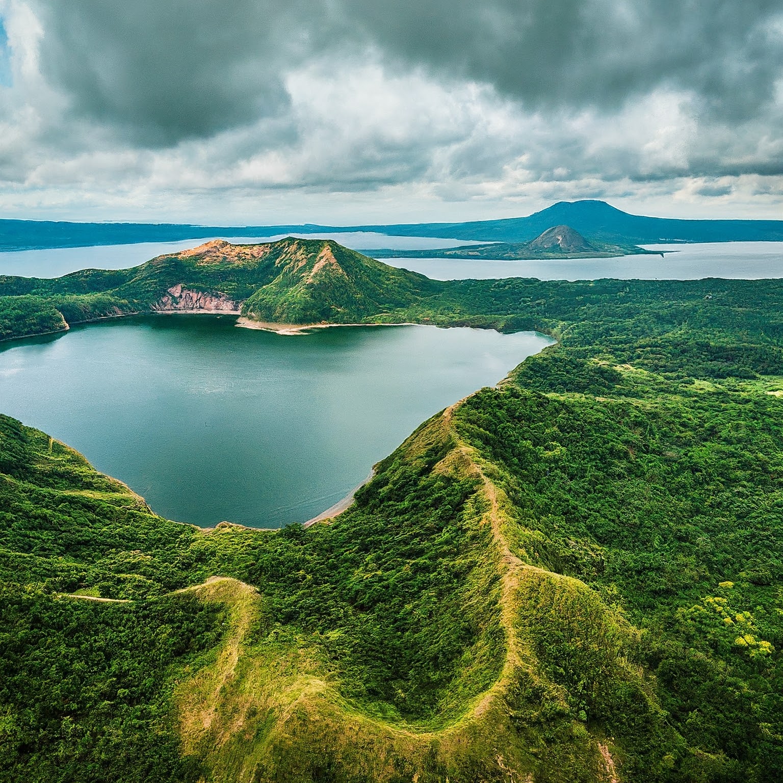 Panoramic view of Taal Lake in Tagaytay, Philippines, with Taal Volcano.